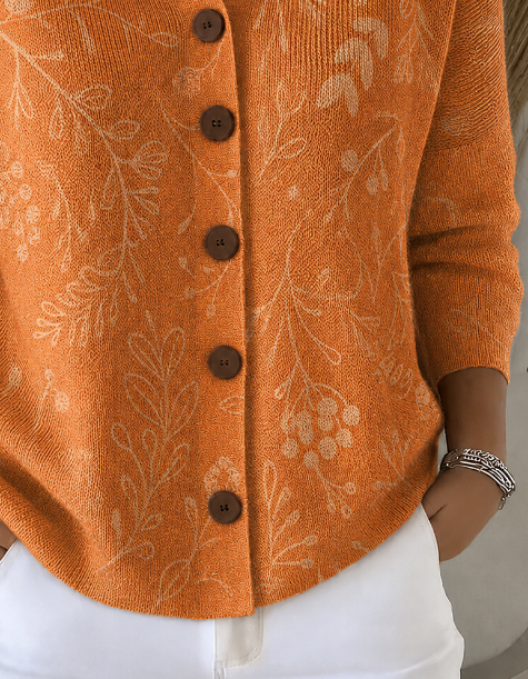 Elegant Maple Leaf Shawl Collar Knit Top