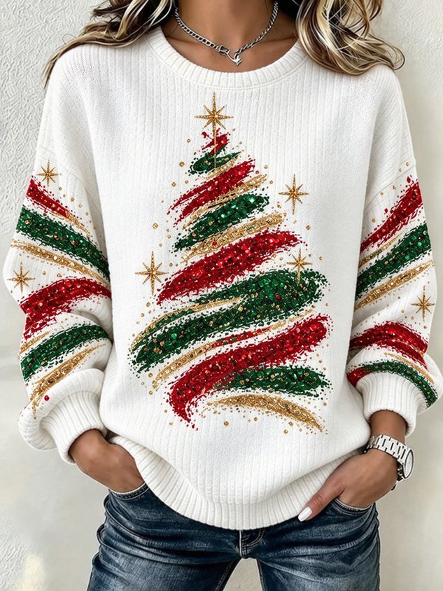 Women Christmas Crew Neck Casual Spring/Fall Long Sleeve Sweatshirt