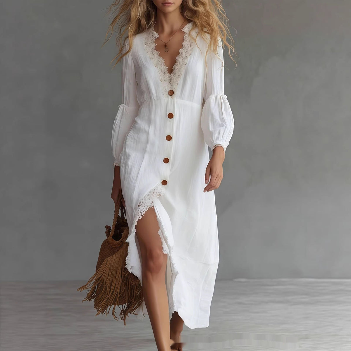 Long-Sleeve Shirt Chic White Dress