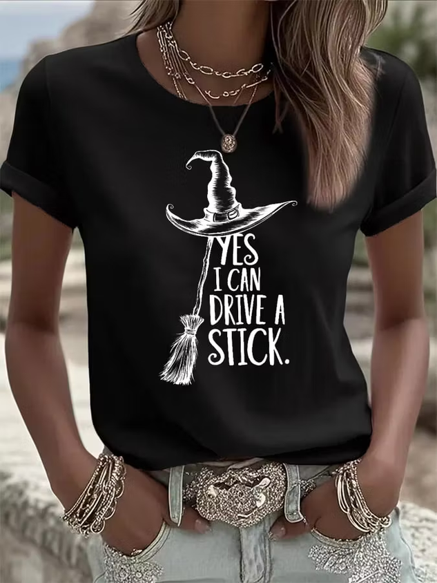 Women Halloween Short Sleeve Tee T-shirt Crew Neck Printing Casual Graphic Tee Summer Top