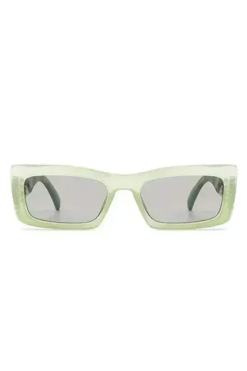 Retro Narrow Rectangle Flat Top Slim Sunglasses