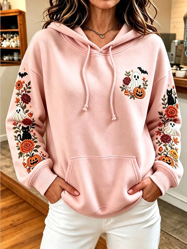 Women Floral Long Sleeve Vintage Holiday Spring/Fall Hoodie