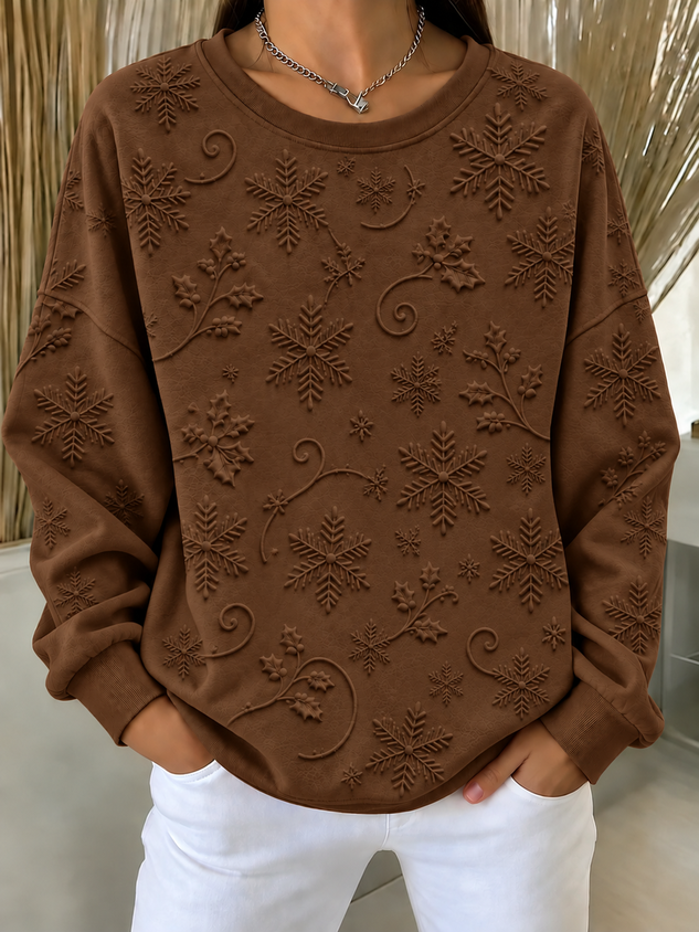 Women Christmas Crew Neck Printing Casual Spring/Fall Long Sleeve Sweatshirt