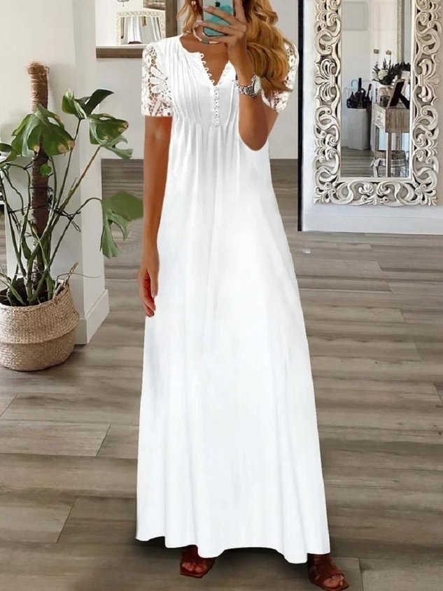 Women Floral Long Sleeve Spring/Fall Printing Dress V Neck Daily Vintage Maxi T-Shirt Dress A-Line Dress