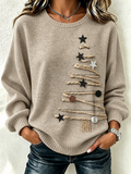 Women Christmas Crew Neck Printing Casual Spring/Fall Long Sleeve Sweatshirt