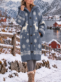 Women Christmas Buckle Long Sleeve Hoodie Casual Spring/Fall Cardigan Outerwear