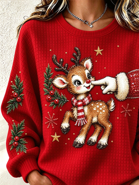 Women Christmas Crew Neck Printing Casual Spring/Fall Long Sleeve Sweatshirt