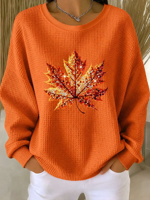 Women Plain Crew Neck Casual Spring/Fall Long Sleeve Sweatshirt
