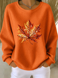 Women Plain Crew Neck Casual Spring/Fall Long Sleeve Sweatshirt