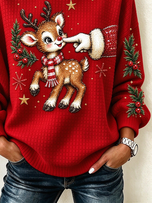 Women Christmas Crew Neck Printing Casual Spring/Fall Long Sleeve Sweatshirt