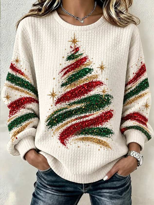 Women Christmas Crew Neck Casual Spring/Fall Long Sleeve Sweatshirt