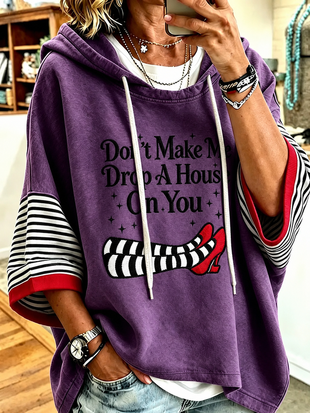 Women Text Letters Half Sleeve Casual Holiday Spring/Fall Hoodie