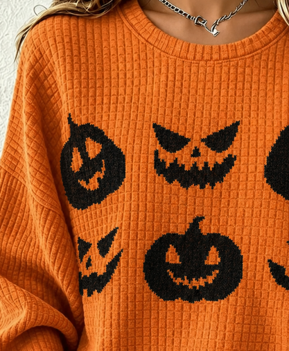 Women Halloween Crew Neck Printing Casual Spring/Fall Long Sleeve Sweatshirt