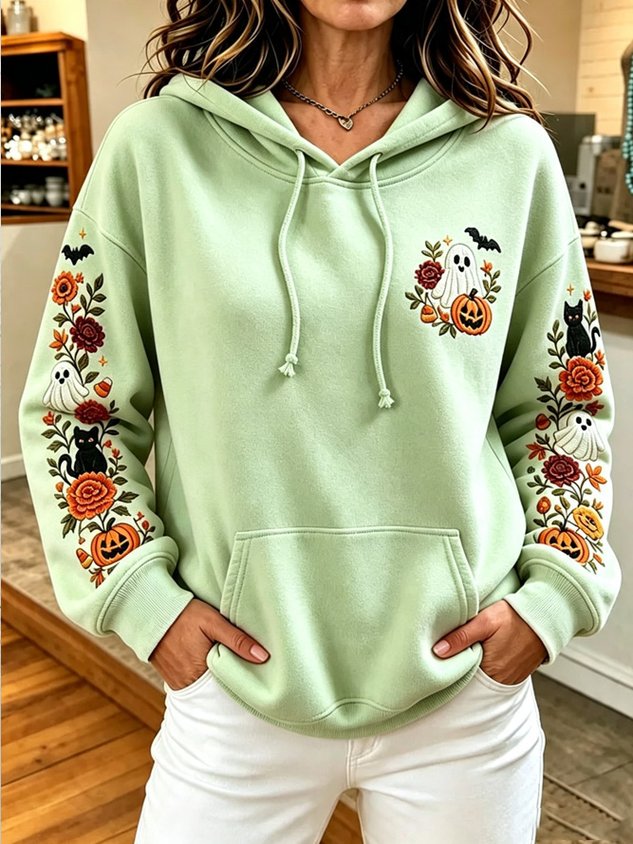 Women Floral Long Sleeve Vintage Holiday Spring/Fall Hoodie