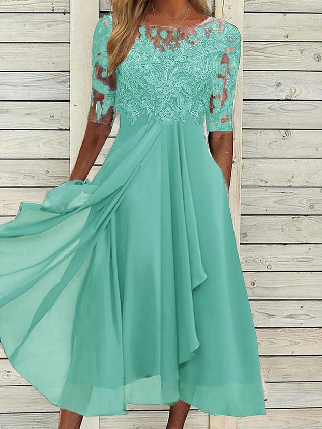 Women's Summer V Neck Light Blue Long Wedding Guest Formal Dress With Bow
