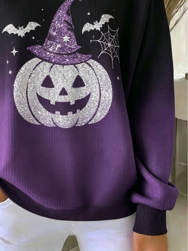 Women Halloween Crew Neck Casual Spring/Fall Long Sleeve Sweatshirt