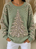 Women Christmas Tree Crew Neck Casual Spring/Fall Long Sleeve Sweatshirt