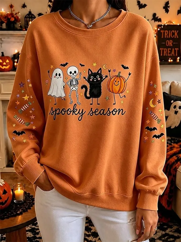 Women Plain Crew Neck Casual Spring/Fall Long Sleeve Sweatshirt