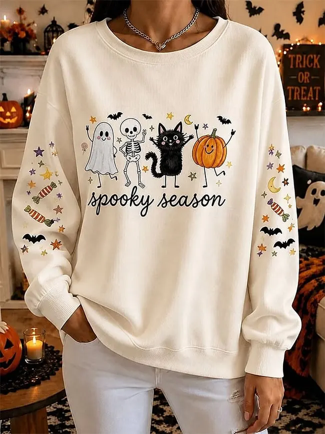 Women Plain Crew Neck Casual Spring/Fall Long Sleeve Sweatshirt