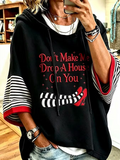 Women Text Letters Half Sleeve Casual Holiday Spring/Fall Hoodie