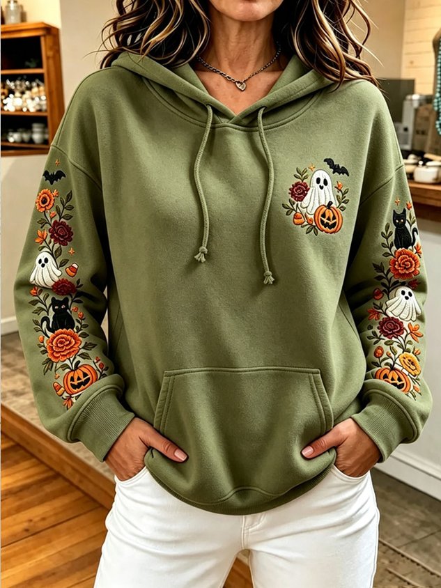Women Floral Long Sleeve Vintage Holiday Spring/Fall Hoodie