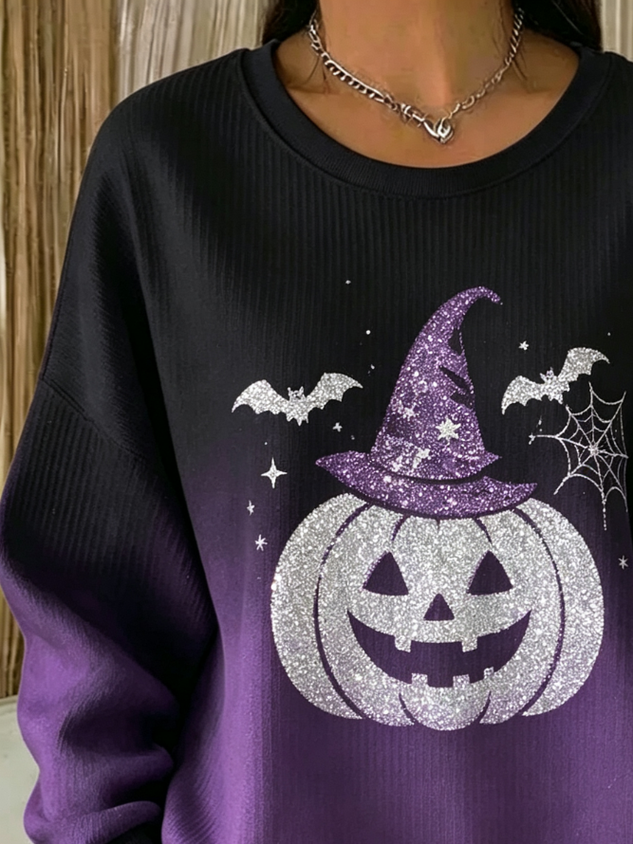 Women Halloween Crew Neck Casual Spring/Fall Long Sleeve Sweatshirt
