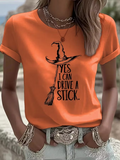 Women Halloween Short Sleeve Tee T-shirt Crew Neck Printing Casual Graphic Tee Summer Top
