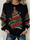 Women Christmas Crew Neck Casual Spring/Fall Long Sleeve Sweatshirt