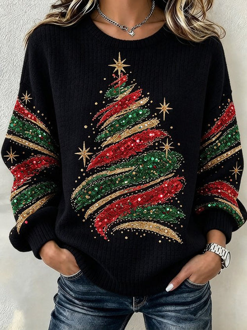Women Christmas Crew Neck Casual Spring/Fall Long Sleeve Sweatshirt