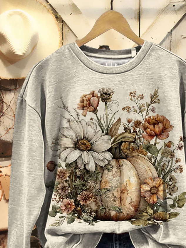 Women Floral Crew Neck Printing Casual Spring/Fall Long Sleeve Sweatshirt