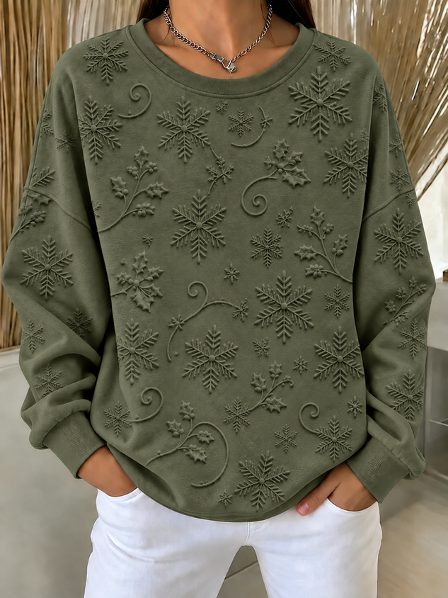 Women Christmas Crew Neck Printing Casual Spring/Fall Long Sleeve Sweatshirt