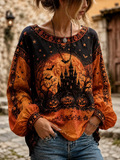 Women Halloween Crew Neck Long Sleeve Blouse Printing Casual Daily Spring/Fall Top