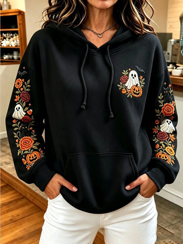 Women Floral Long Sleeve Vintage Holiday Spring/Fall Hoodie