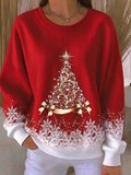 Women Christmas Crew Neck Printing Casual Spring/Fall Long Sleeve Sweatshirt