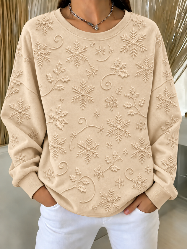 Women Christmas Crew Neck Printing Casual Spring/Fall Long Sleeve Sweatshirt
