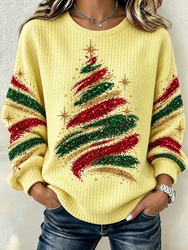 Women Christmas Crew Neck Casual Spring/Fall Long Sleeve Sweatshirt
