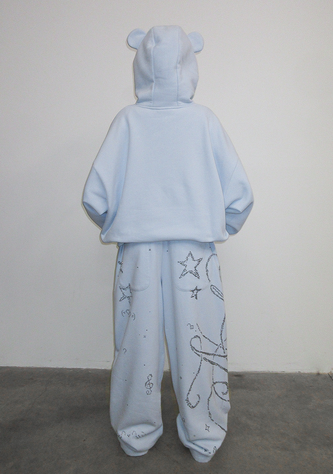 DREAMER RHINESTONE TEDDY OVERSIZED SWEATPANTS BABY BLUE