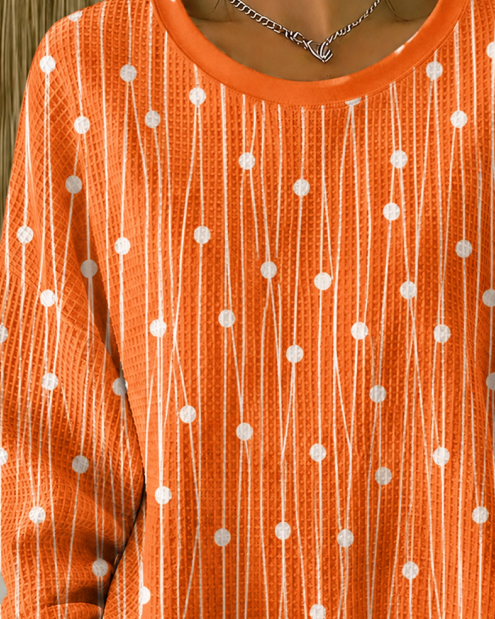 Women Abstract Polka Dots Crew Neck Casual Spring/Fall Long Sleeve Sweatshirt