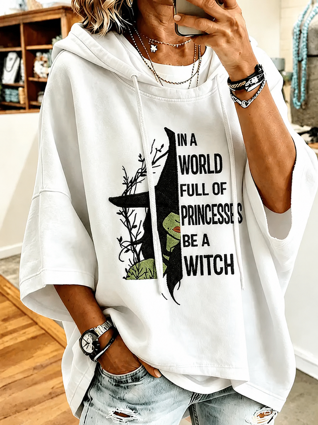 Women Text Letters Half Sleeve Casual Holiday Spring/Fall Hoodie