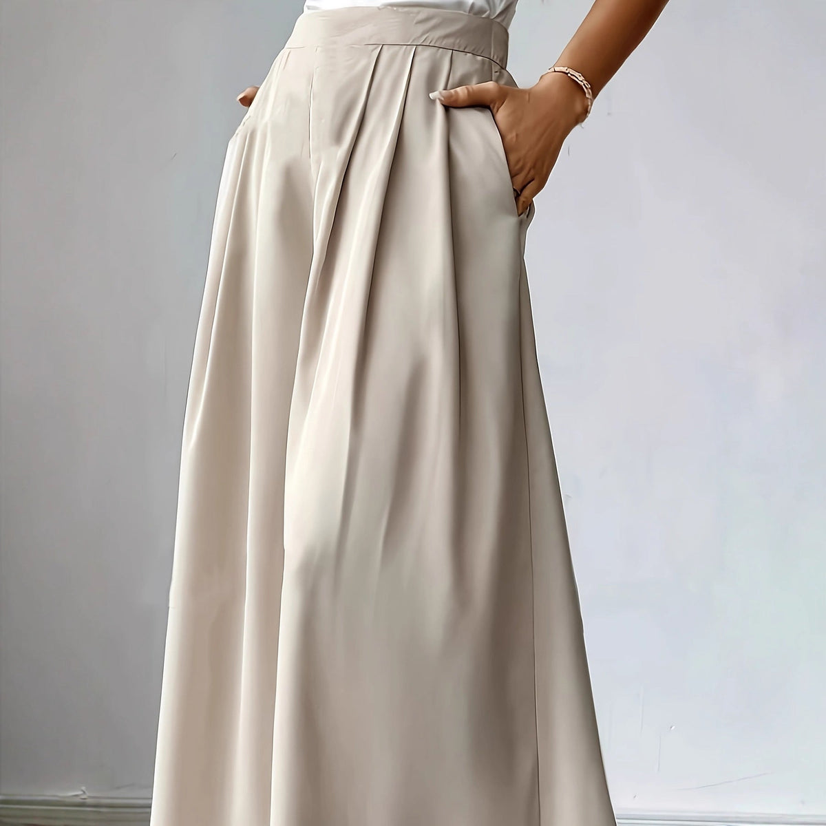 Women's High-Waist Pleated Wide-Leg Pants – Relaxed Bohemian Linen