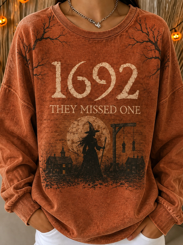 Women Halloween Crew Neck Casual Spring/Fall Long Sleeve Sweatshirt
