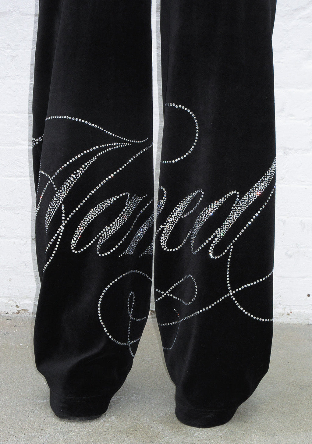 ENEMY RHINESTONE VELOUR SWEATPANTS BLACK