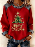 Women Color Block Crew Neck Printing Casual Spring/Fall Long Sleeve Sweatshirt