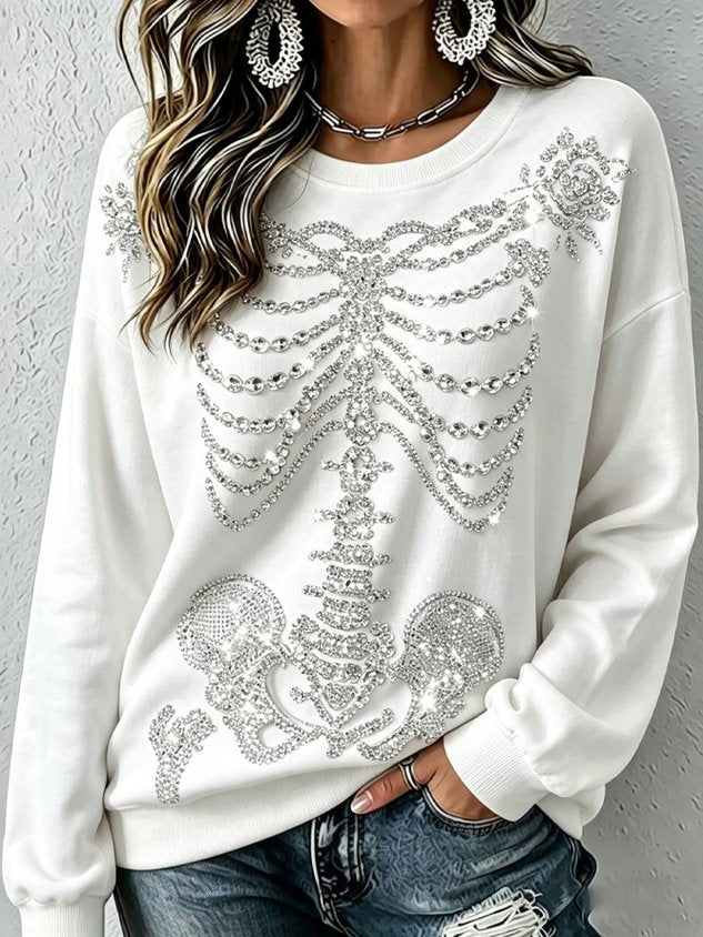 Women Halloween Crew Neck Casual Spring/Fall Long Sleeve Sweatshirt