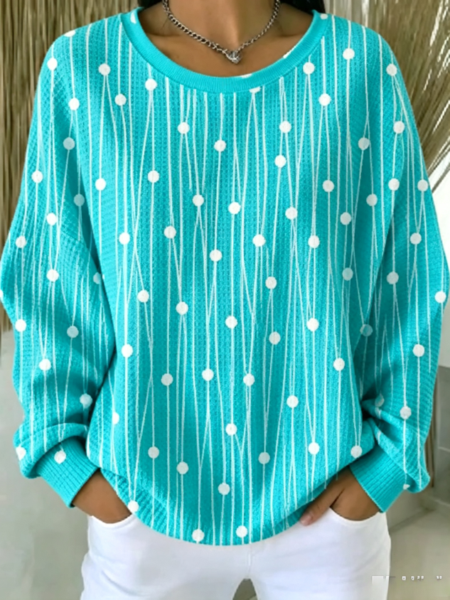 Women Abstract Polka Dots Crew Neck Casual Spring/Fall Long Sleeve Sweatshirt