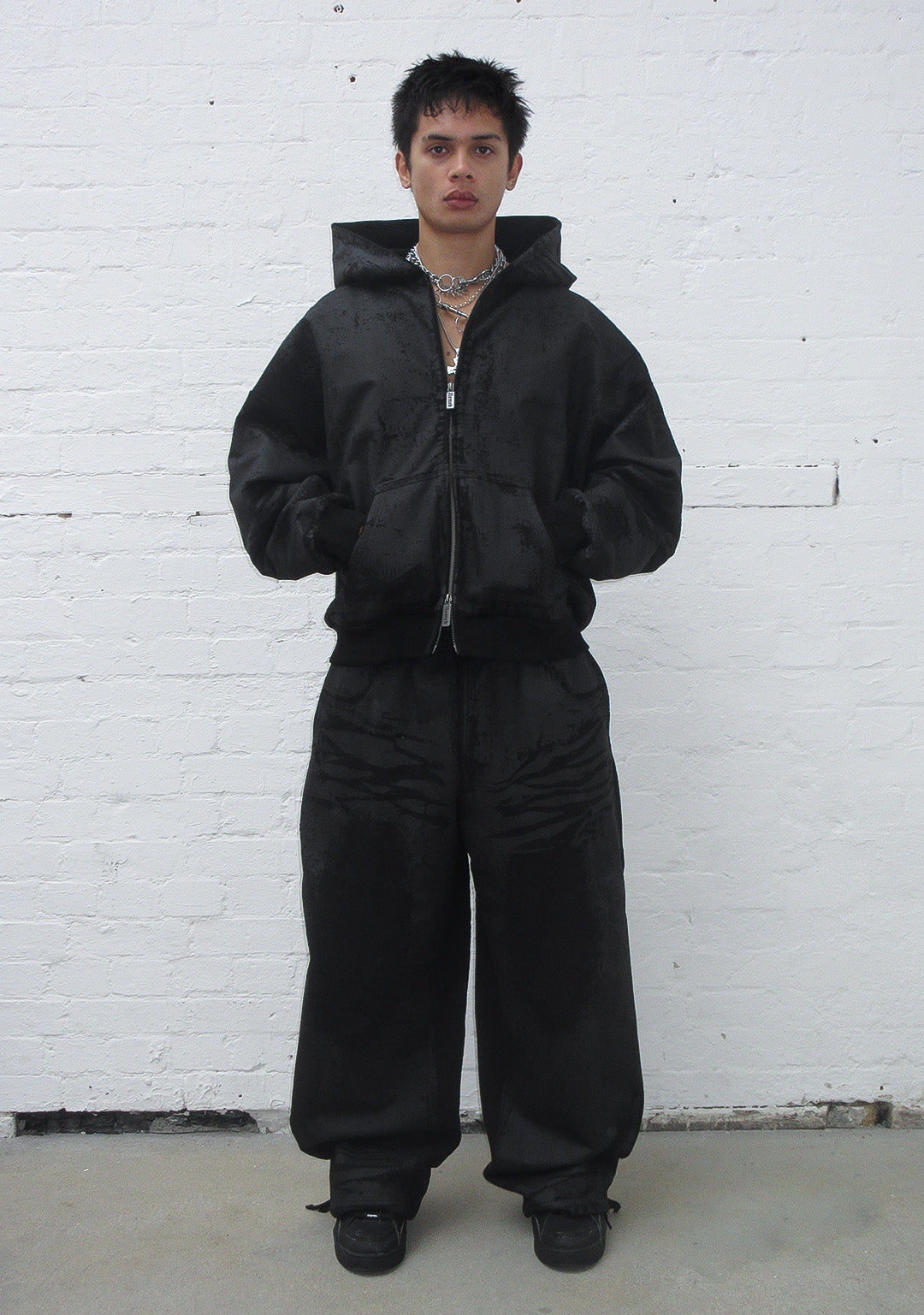 FAITHFUL LEATHER EFFECT OVERSIZED SWEATPANTS BLACK