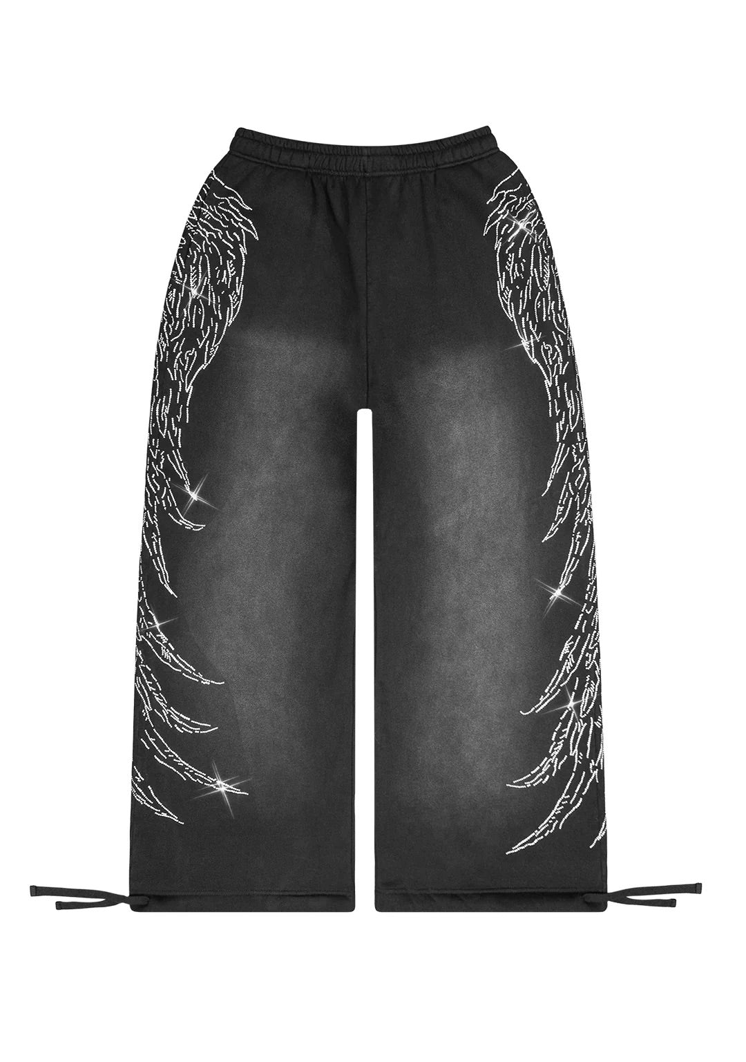 FALLEN RHINESTONE OVERSIZED SWEATPANTS WASHED BLACK