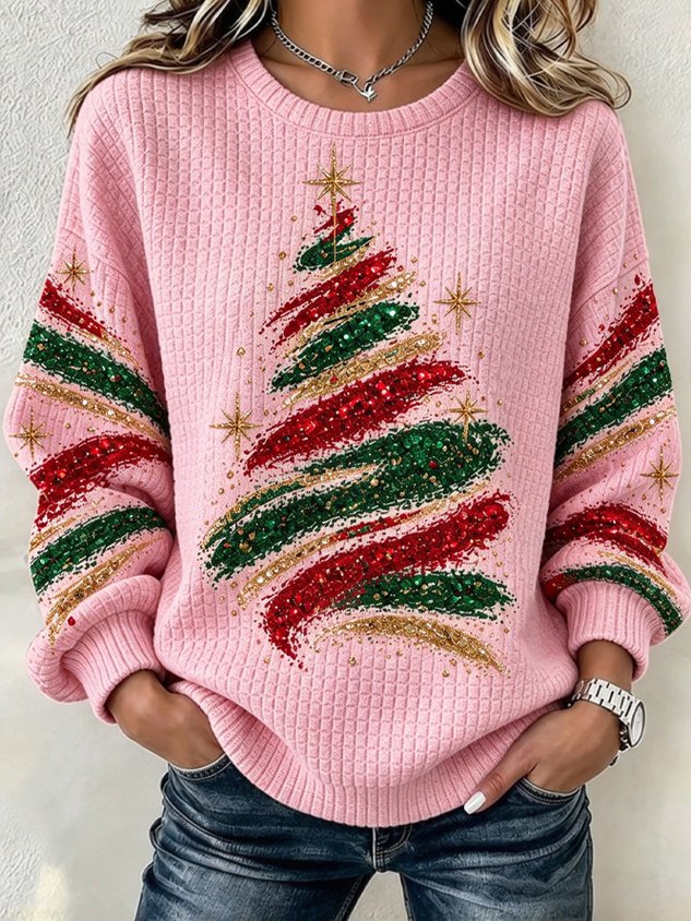 Women Christmas Crew Neck Casual Spring/Fall Long Sleeve Sweatshirt