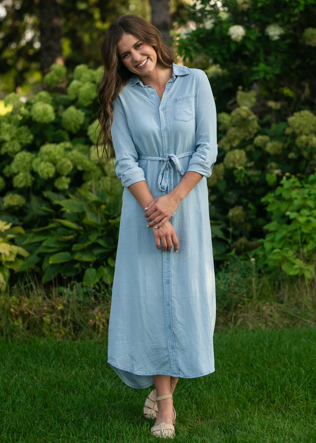 Hazel Chambray Long Sleeve Dress