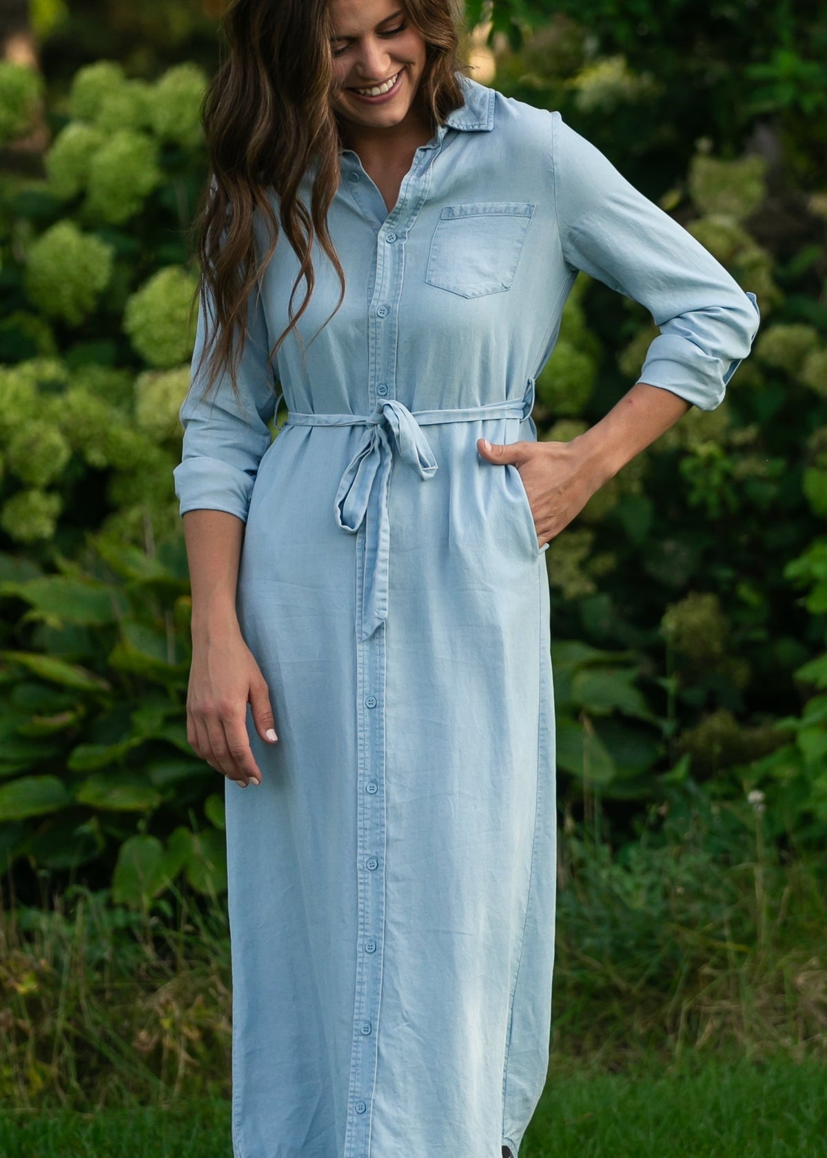 Hazel Chambray Long Sleeve Dress